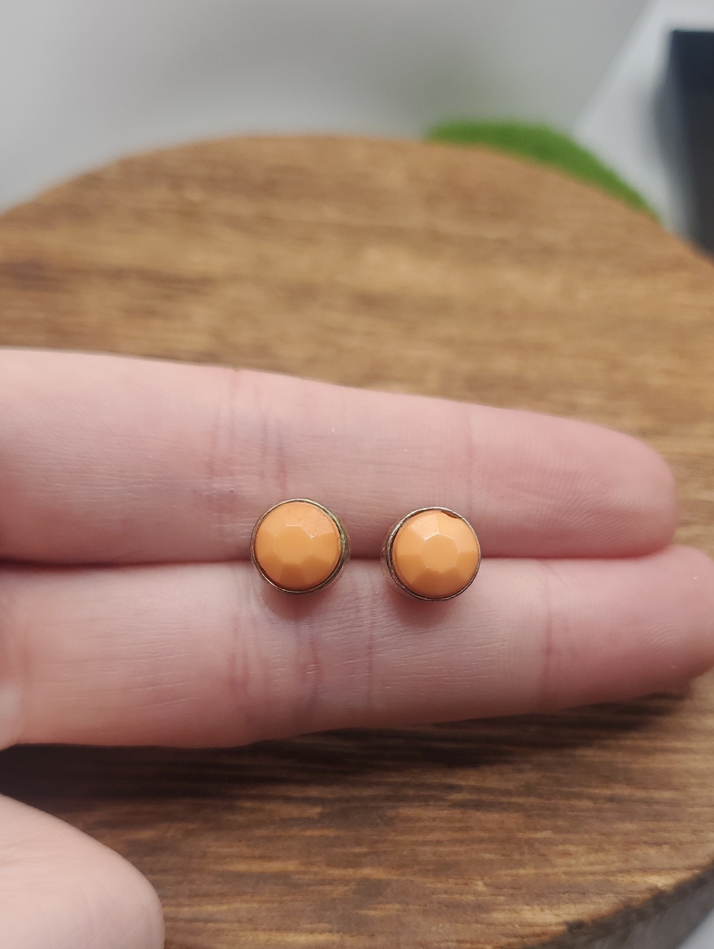 Orange Faceted Circle Stud Earrings - Women Jewelry E1101